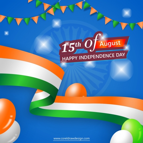 Curve Flag India Independence Day Balloon Vector Design