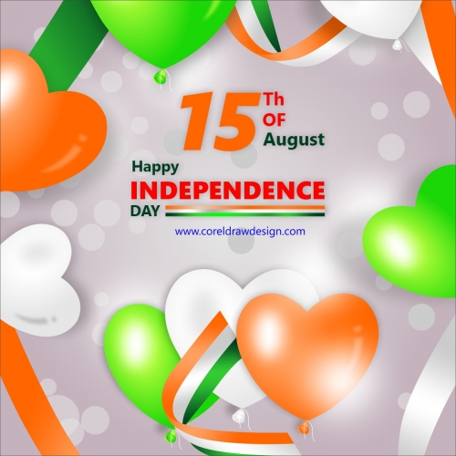 Celebrating India Independence Day Realistic Balloon Heart Shape