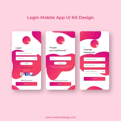 Download Login Mobile App Ui Kit Design Vector | CorelDraw Design ...