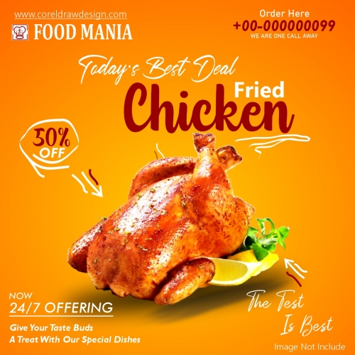 Download Fried Chicken Restaurant Food Banner Template | CorelDraw