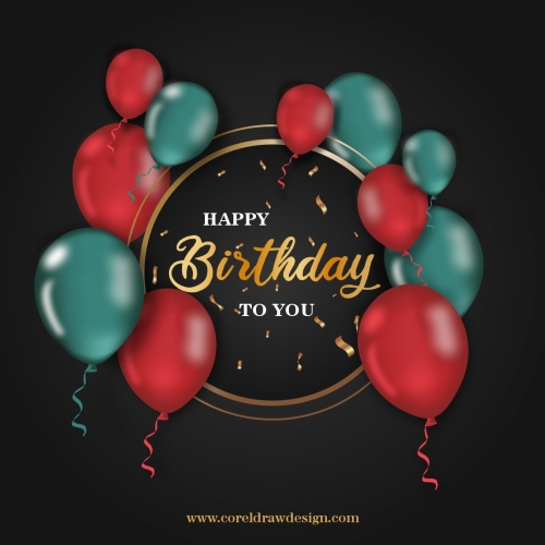 Birthday Black Background With Realistic Balloons Design