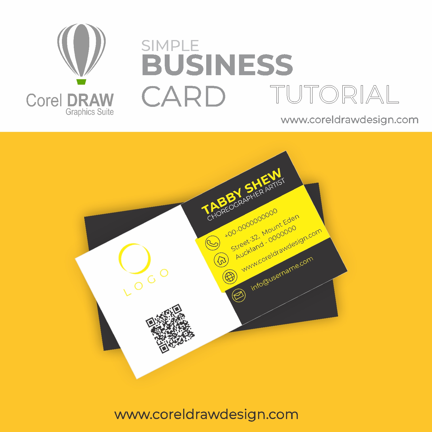Coreldraw How to make a beautiful Yellow Business card Digital Graphics Tutorial Coreldraw