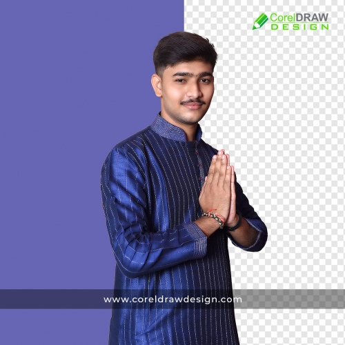 Indian Man in Namaste Gestures Side View PNG 4k Stock Image