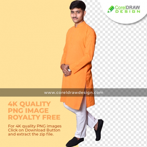 Indian Man in Orange Kurta Pajama Stock Images