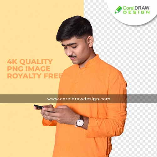 Indian man in ethnic wear with smartphone Stock Images