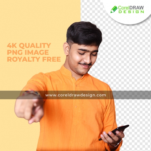 Man Playing with Mobile Pointing You Stock Images