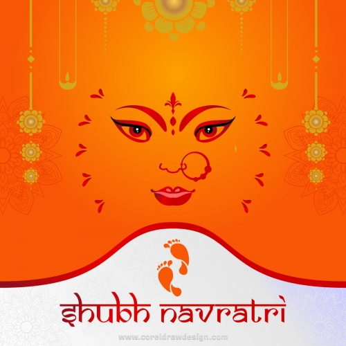 Beautiful Decorative Happy Navratri Indian Festival Design