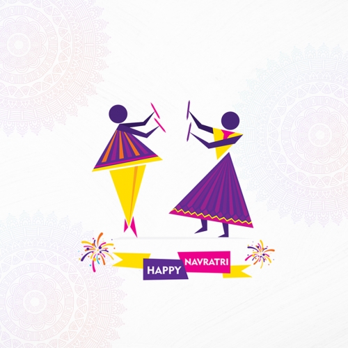 Happy Navratri Dandiya Celebration Flat Design