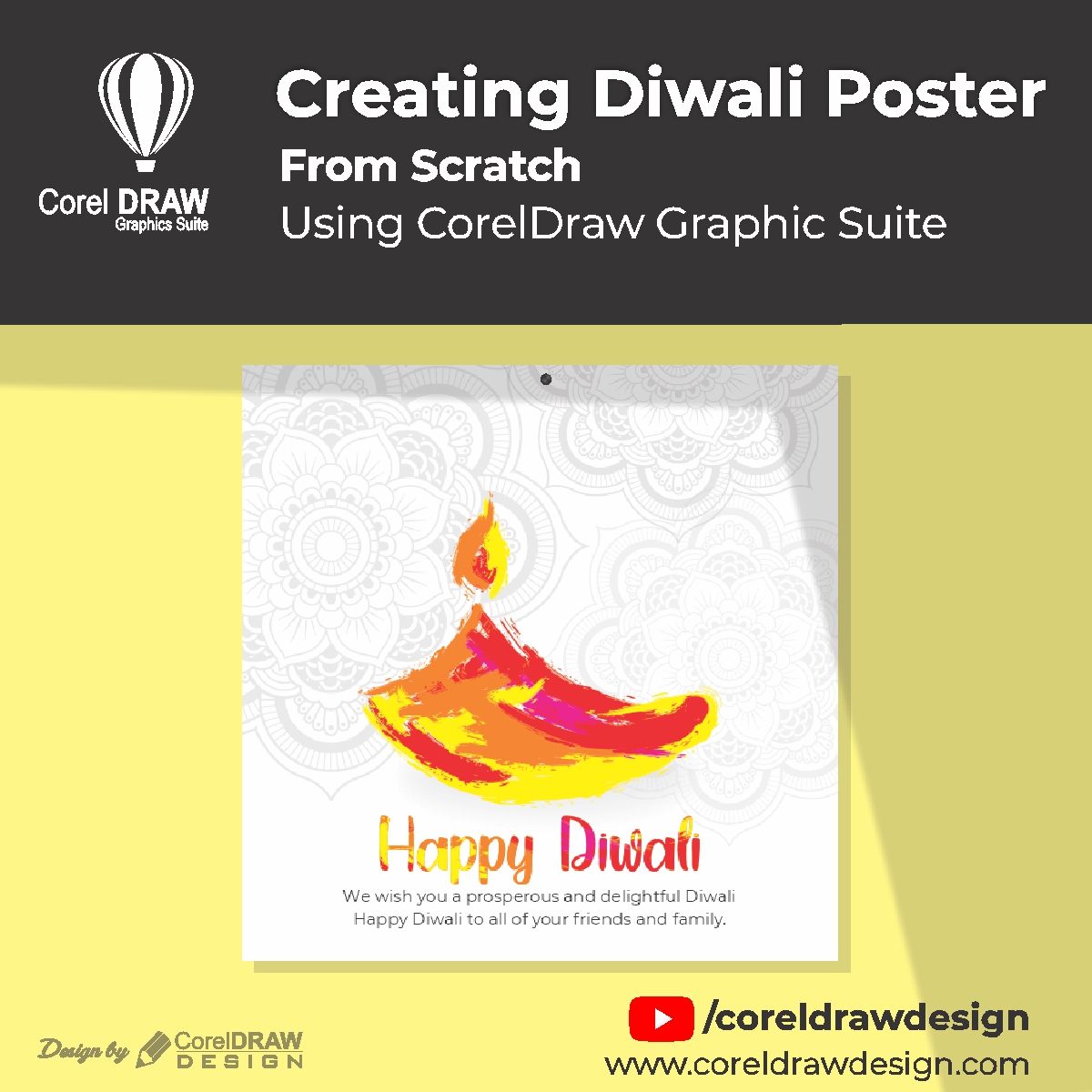 Creating From Scratch - Creative Diwali Post - Digital Graphics - Tutorial Coreldraw for Beginners