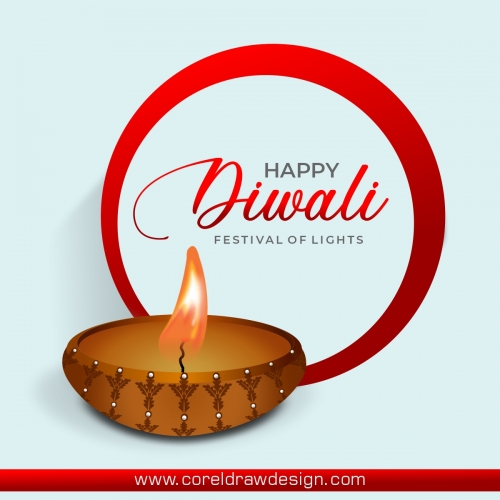 Happy Diwali Festival Of Lights Card Design Free Vector