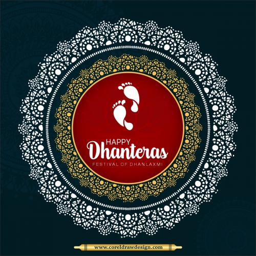 Decorative Happy Dhanteras Festival Wishes Greeting Design Free Vector