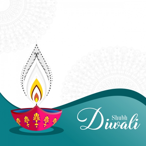 Happy Diwali Elegant Festival Greeting Card With Diya Design Free Vector