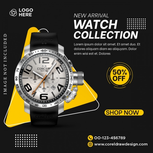 Watch Collection Promotion Social Media Banner Vector Design