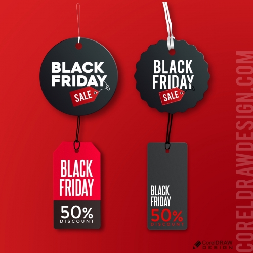 Black Friday Sale Label Tag Template Collection Set Free Vector