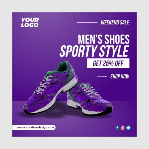 Product Social Media Post Banner Template or Shoe Sale Marketing Square Flyer Free Vector