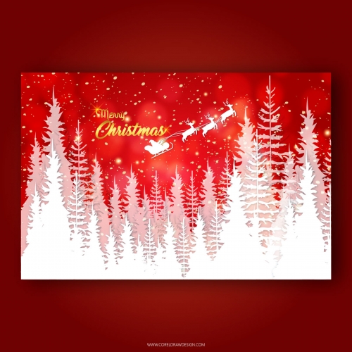 Christmas background with-bokeh and santa claus sledge