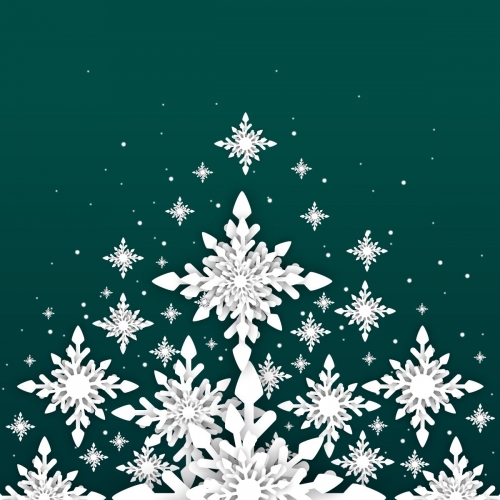 Flat Christmas Background With Snowflakes Free Vector