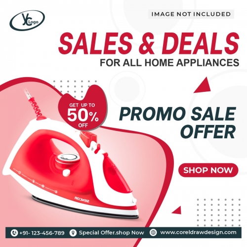 Electric Iron Sale & Offer Design Banner Template Design