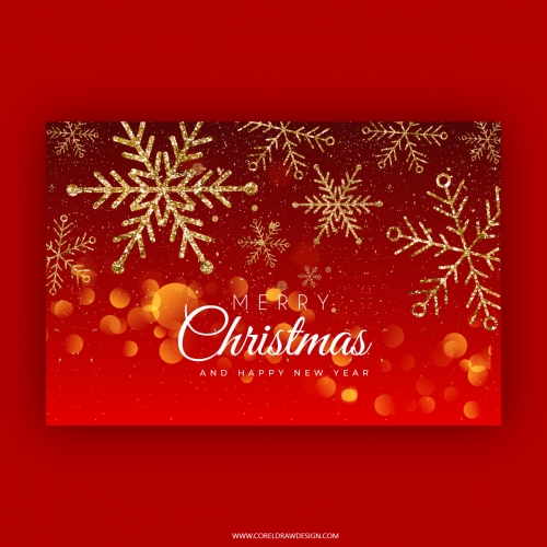 Beautiful Red  Merry Christmas with glitter Wishing Card