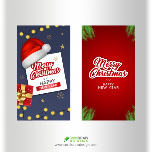 Merry Christmas and Happy New Year Instagram Stories Free Vector
