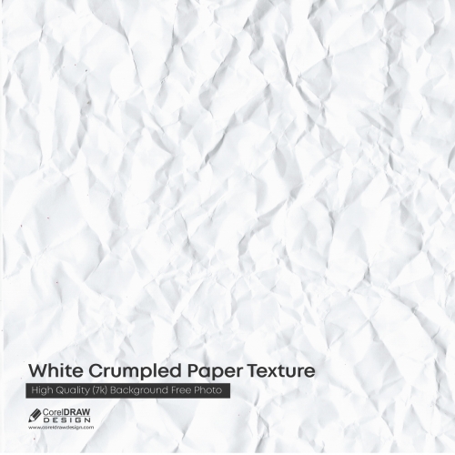 White Crumpled Paper Texture for Background Free Photo