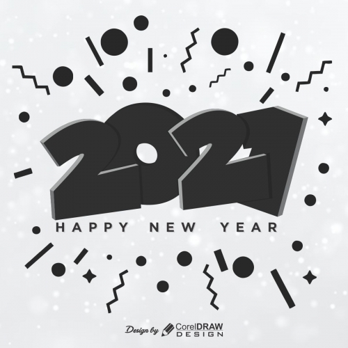 Happy New Year 2021 Black and White