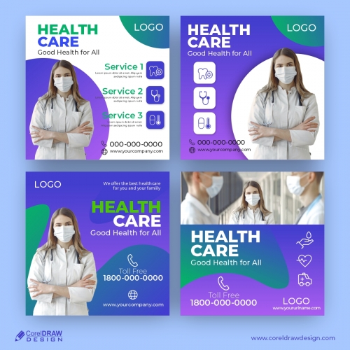 Health Care, Medical Services Social Media banner Template Collection