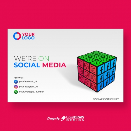 We are on Social Media Banner, Free Vector Template