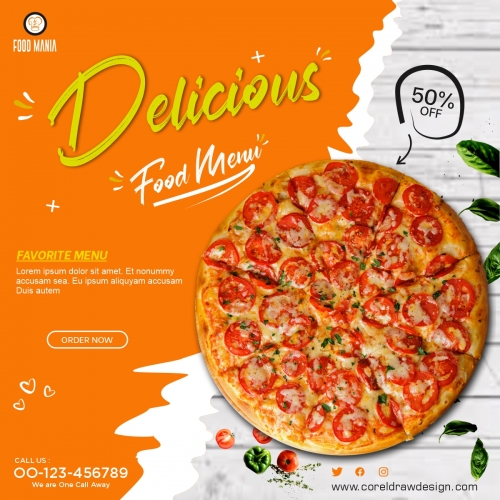 Modern pizza instagram post template Premium Vector