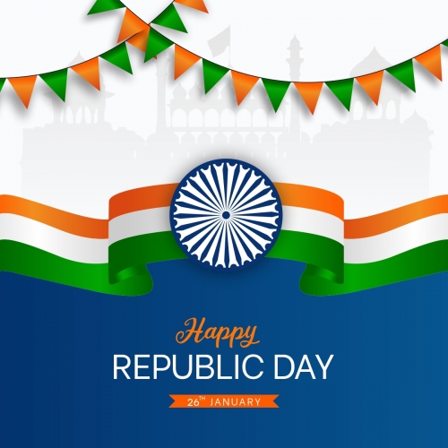 Happy Republic Day Of India 3d Flag Banner Free Vector