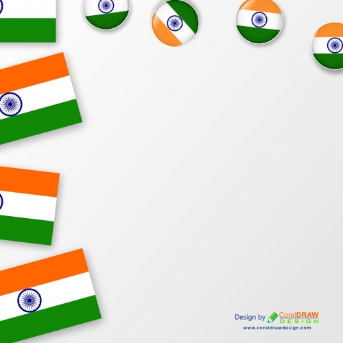 Indian Flags and Badges White space Background, Free Vector
