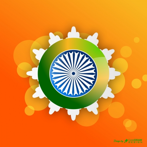 Indian Republic Day with Ashoka Chakra Background Free Vector