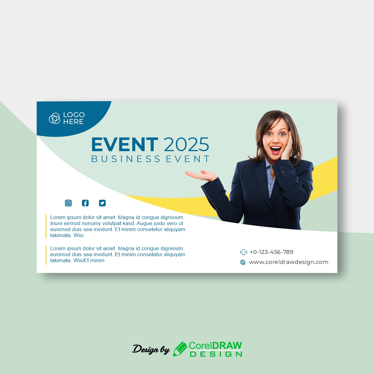 Business Event Banner Concept With Woman Working Free Vector