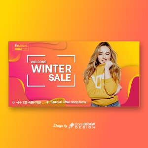 Horizontal Banner Template For Winter Sale Free Vector