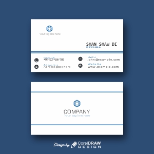 White Business Card With Blue Details Free Design