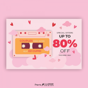 Valentines Day Retro 80Percent sale trending 2021 download free cdr file