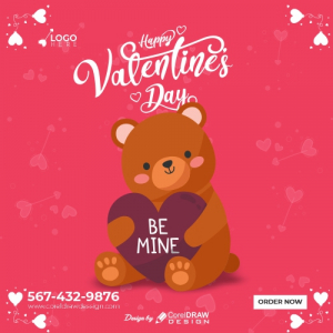 Happy Valentines Be Mine Teddy trending 2021 download free cdr file