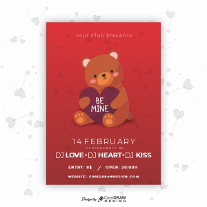 Valentines Teddy Day Party Invitation 2021 download free cdr file