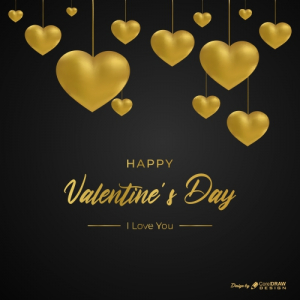 Valentine's Day Wallpaper With Golden Hearts Free Vector