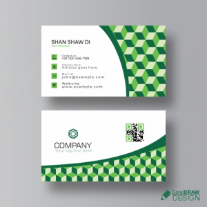 Green Business Card Triangle Shapes Free Vector Design