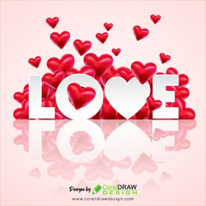 Love Background with Floating Hearts, Valentine Day, Free Vector