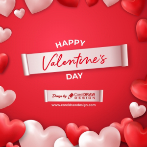 Happy Valentine Day Greeting Card, Label, Heart Background, Free Vector
