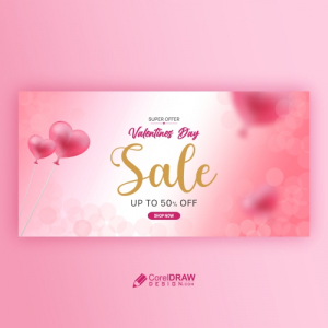 Valentines Day Sale Banner Template With Hearts Vector Design