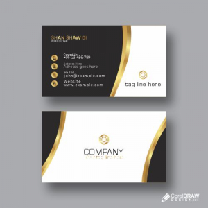 Black & Gold Business Card Free Vector Design