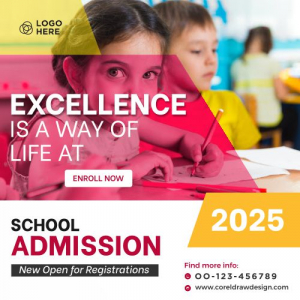 Kids School Education Admission Banner And Square Flyer Template Premium Vector