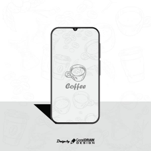 Android Phone Mockup With Doodle Coffee Logo EPS Trending 2021 Mockup Download Free Vector EPS Template