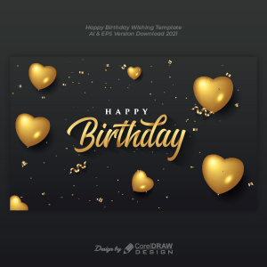 Best Happy Birthday Wishing Golden Template EPS Trending 2021 Free Download Vector File Coreldrawdesign