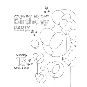 Black And White Creative Birthday Invitation Balloon Party Date Golden Wishing Trending 2021 EPS File Free Download