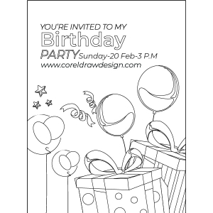 Black And White Creative Birthday Invitation Balloon Party Date Golden Wishing Trending 2021 CDR File Free Download