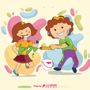 Happy Holi Hand Drawn Character Illustration Trending 2021 AI & EPS 2021 Free Vector Download